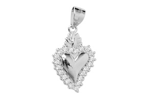 Ciondolo Cuore votivo argento con zirconi Selezione Zanolli