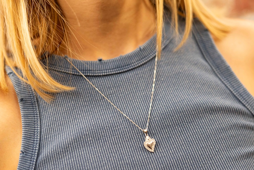 Ciondolo Cuore votivo argento con zirconi Selezione Zanolli