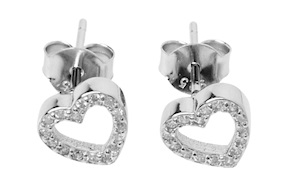 Earrings Heart silver with zircons Selezione Zanolli