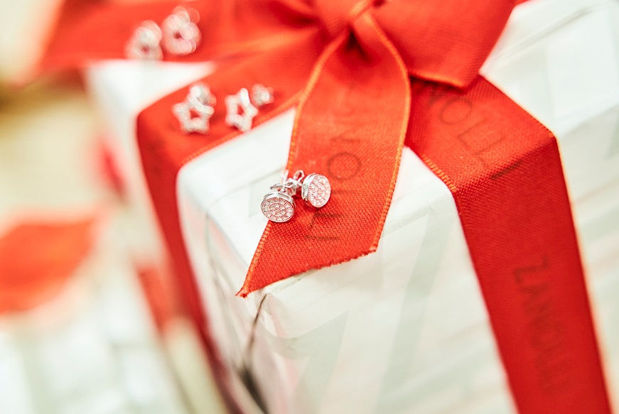 Earrings Botton silver with zircons Selezione Zanolli