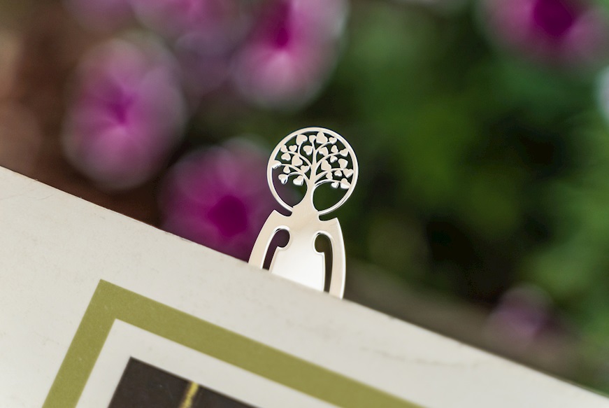 Segnalibro Albero della Vita argento con foglie a forma di cuore Selezione Zanolli