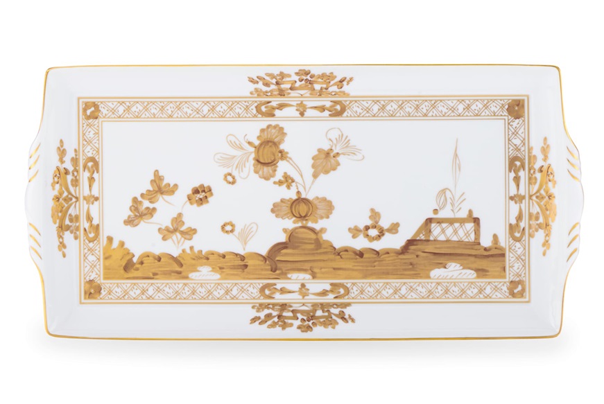 Vassoio rettangolare Oriente Italiano Aurum porcellana Richard Ginori