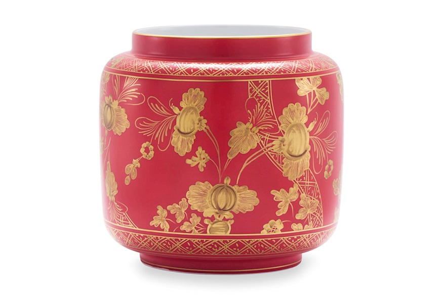 Candle holder vase Oriente Italiano Rubrum porcelain Richard Ginori