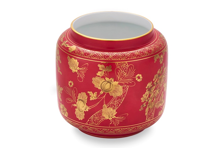 Candle holder vase Oriente Italiano Rubrum porcelain Richard Ginori