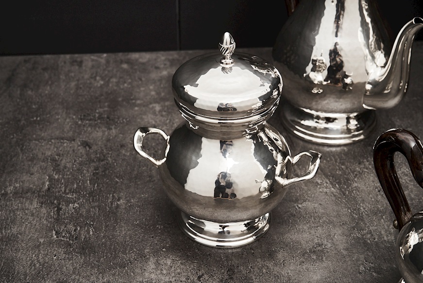 Servizio da caffè argento 1644 grammi 4 pezzi battuto usato ricondizionato Zanolli Vintage