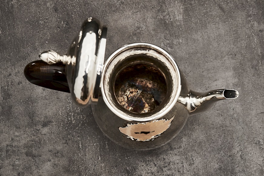 Servizio da caffè argento 1644 grammi 4 pezzi battuto usato ricondizionato Zanolli Vintage