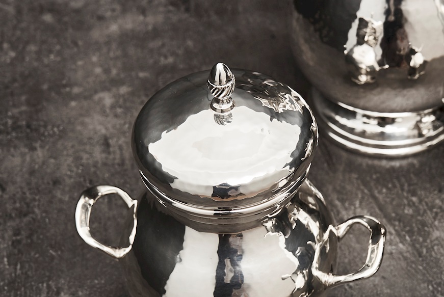 Servizio da caffè argento 1644 grammi 4 pezzi battuto usato ricondizionato Zanolli Vintage