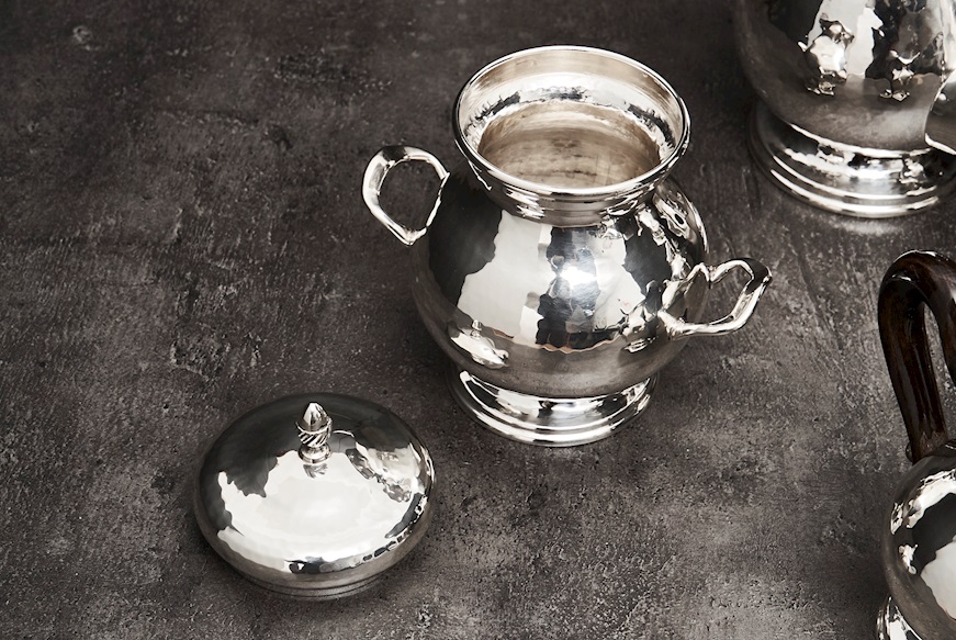Servizio da caffè argento 1644 grammi 4 pezzi battuto usato ricondizionato Zanolli Vintage