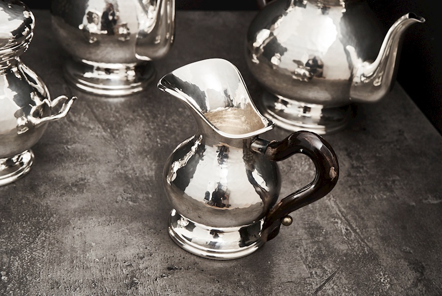 Servizio da caffè argento 1644 grammi 4 pezzi battuto usato ricondizionato Zanolli Vintage