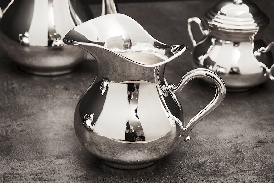 Tea and coffee service silver 1380 grammi 4 pieces in English Style Zanolli Vintage