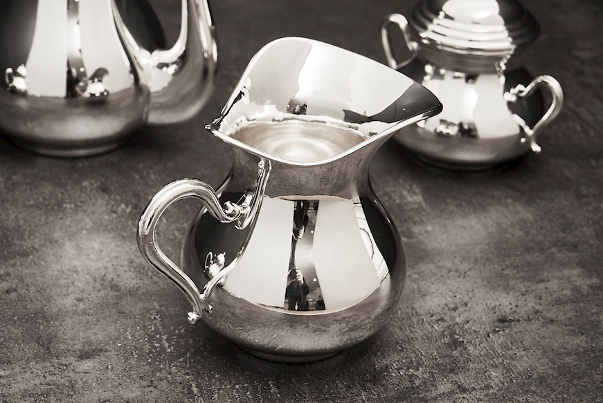 Tea and coffee service silver 1380 grammi 4 pieces in English Style Zanolli Vintage