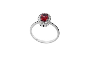 Anello oro 750‰ con rubino e diamanti Selezione Zanolli