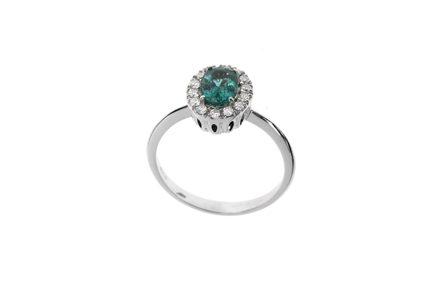 Anello oro 750‰ con smeraldo e diamanti Selezione Zanolli