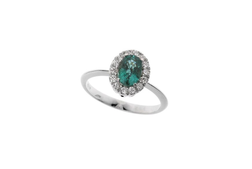 Anello oro 750‰ con smeraldo e diamanti Selezione Zanolli