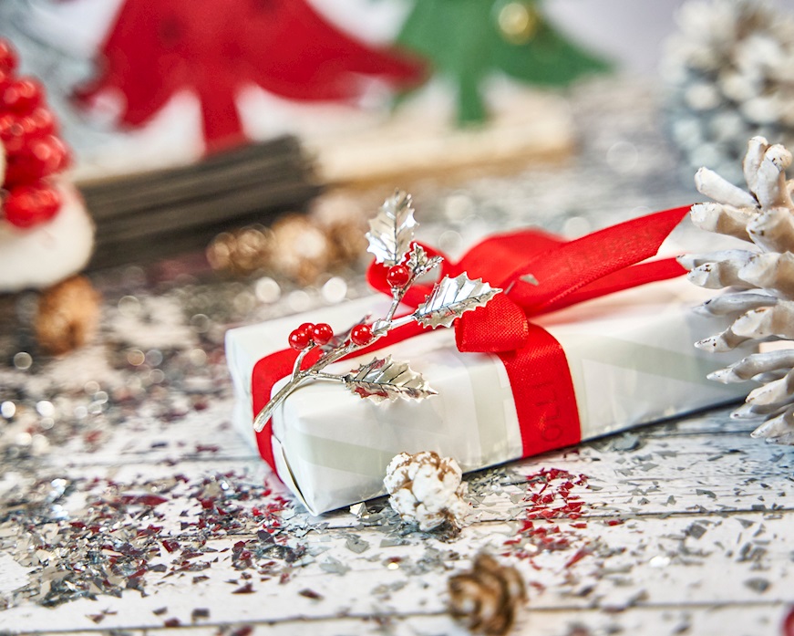 Bomboniera Agrifoglio argento con 4 foglie Selezione Zanolli