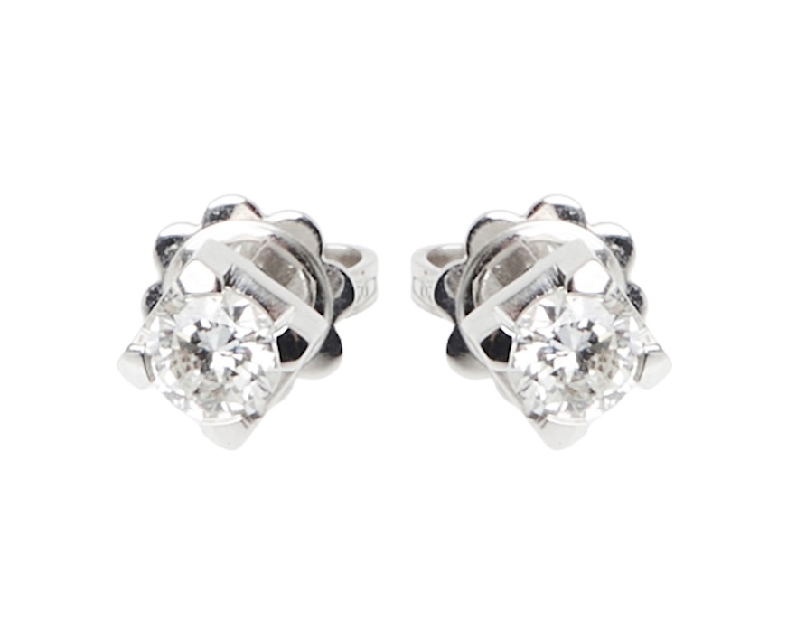 Diamante Geometrico Grappolo Orecchini IN 14K Oro Rosa (1/3 Ct. Tw
