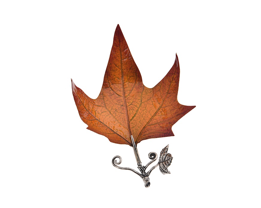 Portaoggetti Foglia di acero argento arancione Selezione Zanolli