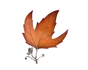 Portaoggetti Foglia di acero argento arancione