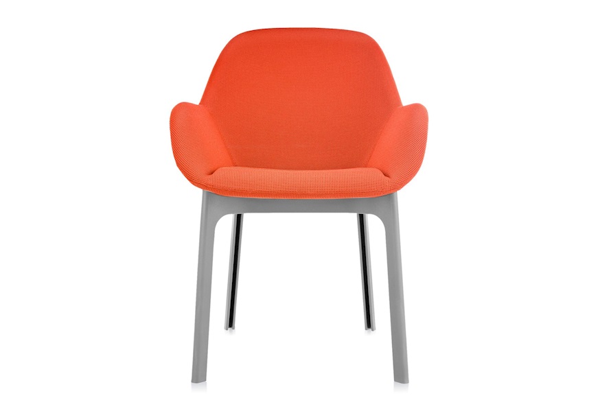 Sedia Clap grigia con seduta arancio Kartell