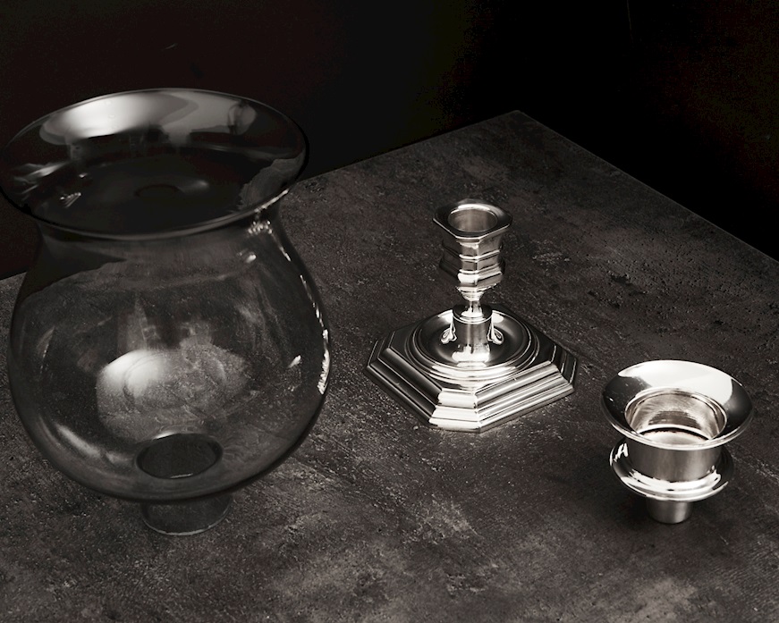 Candeliere basso monofiamma argento 251 grammi usato ricondizionato Zanolli Vintage