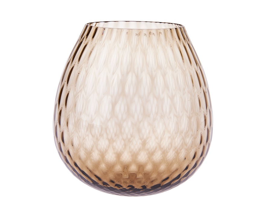 Vaso portacandela Macramè XL vetro di Murano Marrone Nasonmoretti