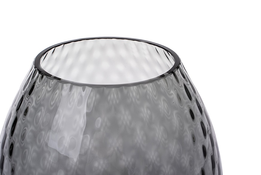 Candle holder vase Macramè XL Murano glass Grey Nasonmoretti