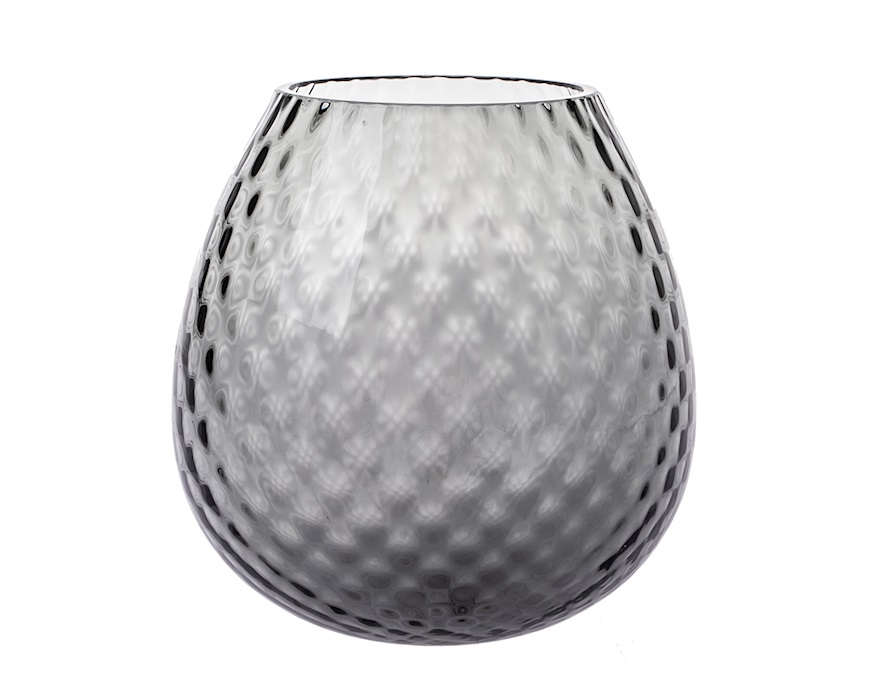Vaso portacandela Macramè XL vetro di Murano Grigio Nasonmoretti