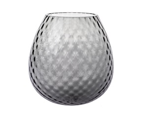 Vaso portacandela Macramè XL vetro di Murano Grigio Nasonmoretti