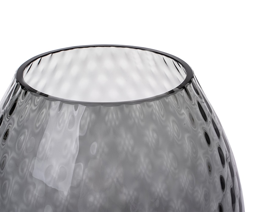 Vaso portacandela Macramè XL vetro di Murano Grigio Nasonmoretti