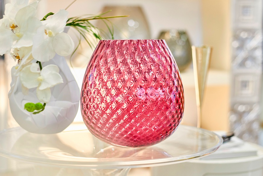 Candle holder vase Macramè XL Murano glass Ruby Nasonmoretti