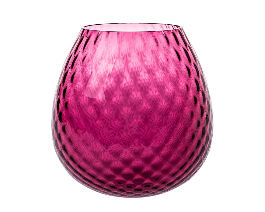 Vaso portacandela Macramè XL vetro di Murano Rubino Nasonmoretti