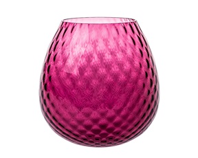 Vaso portacandela Macramè XL vetro di Murano Rubino Nasonmoretti