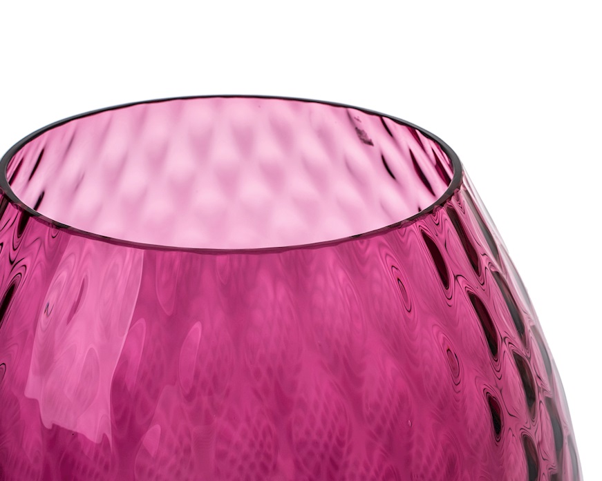 Vaso portacandela Macramè XL vetro di Murano Rubino Nasonmoretti