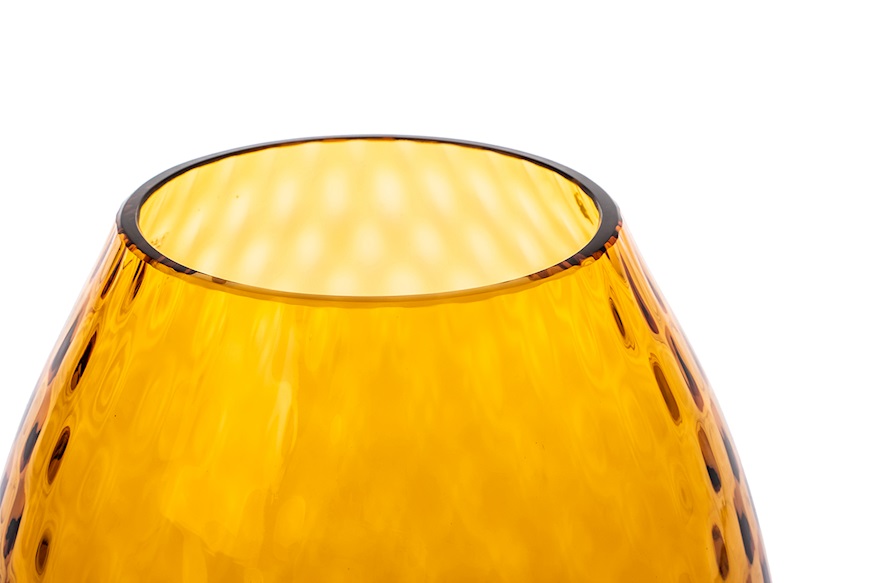 Candle holder vase Macramè XL Murano glass Amber Nasonmoretti