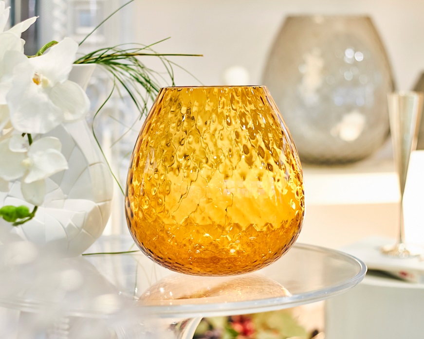 Vaso portacandela Macramè XL vetro di Murano Ambra Nasonmoretti