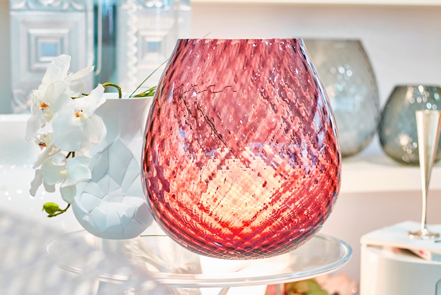 Candle holder vase Macramè XXL Murano glass Ruby Nasonmoretti