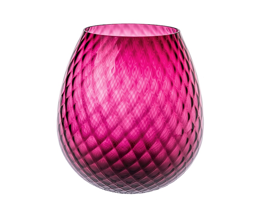 Vaso portacandela Macramè XXL vetro di Murano Rubino Nasonmoretti
