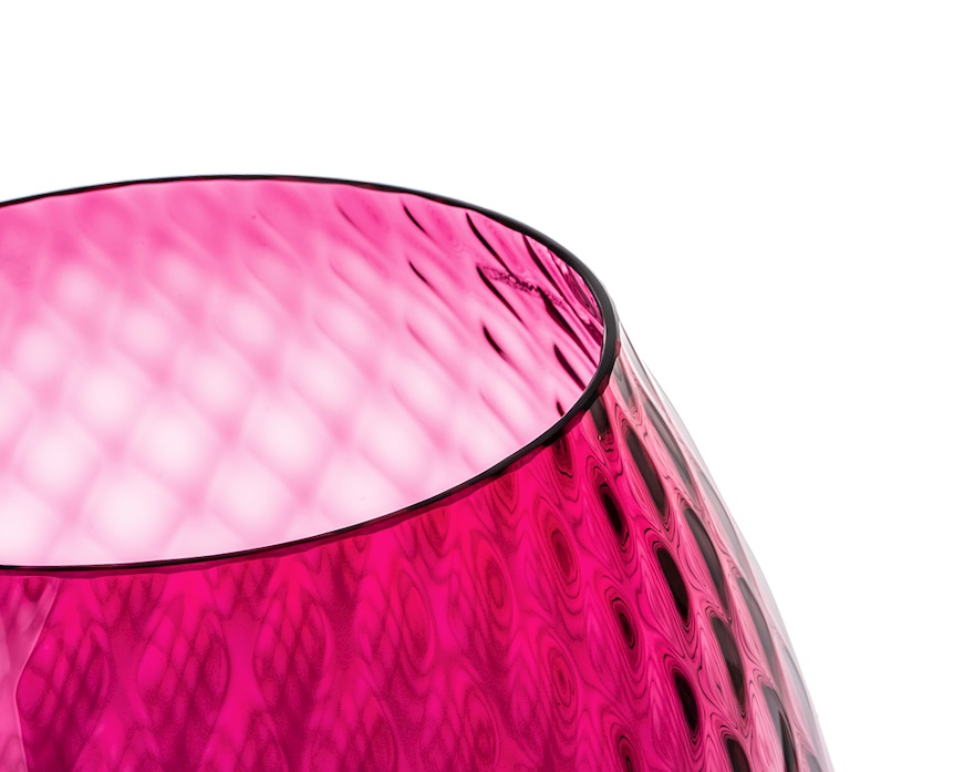 Vaso portacandela Macramè XXL vetro di Murano Rubino Nasonmoretti