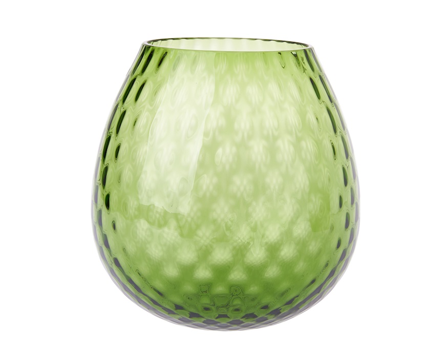 Vaso portacandela Macramè XL vetro di Murano Verde Soraya Nasonmoretti