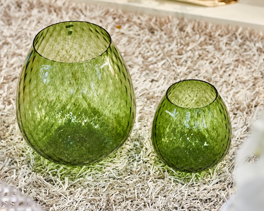 Vaso portacandela Macramè XL vetro di Murano Verde Soraya Nasonmoretti