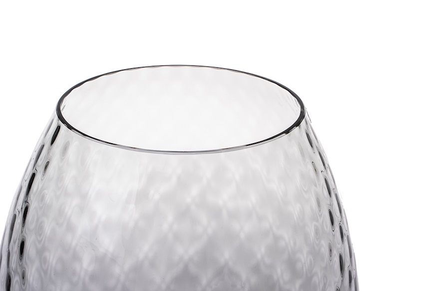Candle holder vase Macramè XXL Murano glass Grey Nasonmoretti