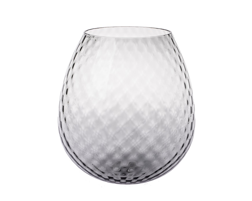 Vaso portacandela Macramè XXL vetro di Murano Grigio Nasonmoretti