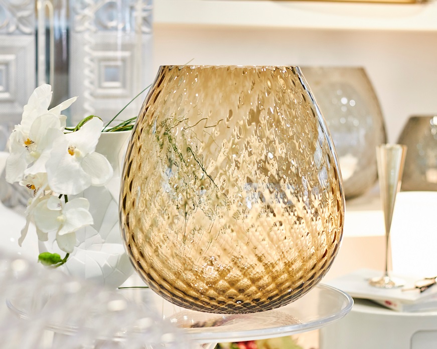 Vaso portacandela Macramè XXL vetro di Murano Marrone Nasonmoretti
