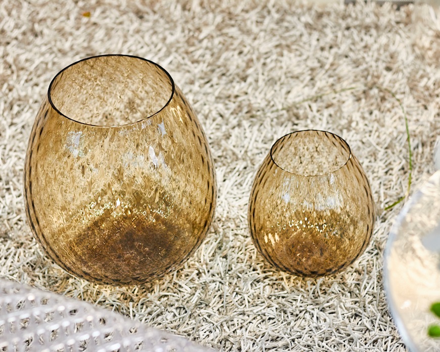 Vaso portacandela Macramè XXL vetro di Murano Marrone Nasonmoretti
