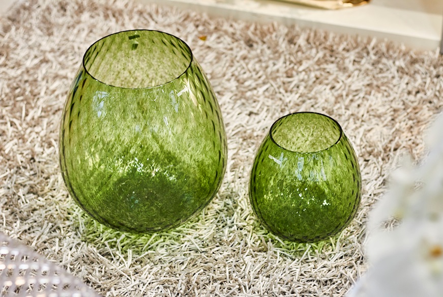 Candle holder vase Macramè XXL Murano glass Soraya Green Nasonmoretti
