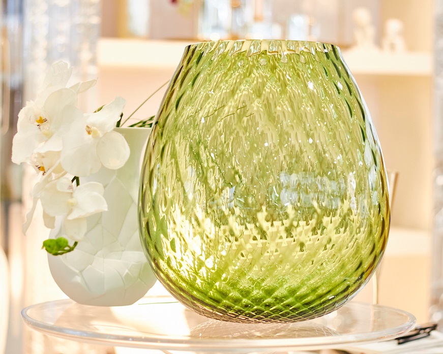Vaso portacandela Macramè XXL vetro di Murano Verde Soraya Nasonmoretti