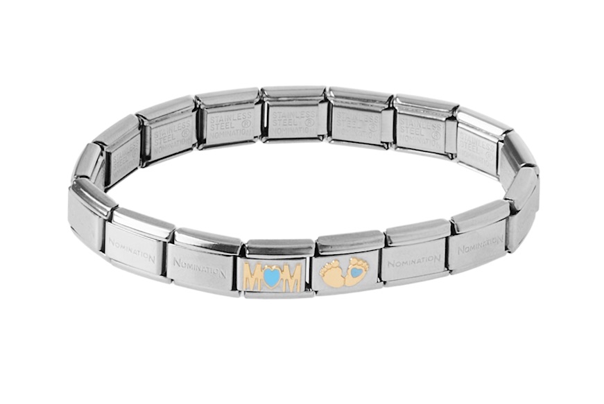 Bracelet Composable steel Mom and Baby Feet blue Nomination