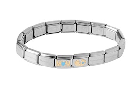 Bracciale Composable acciaio Mom cuore azzurro e Piedini Nomination
