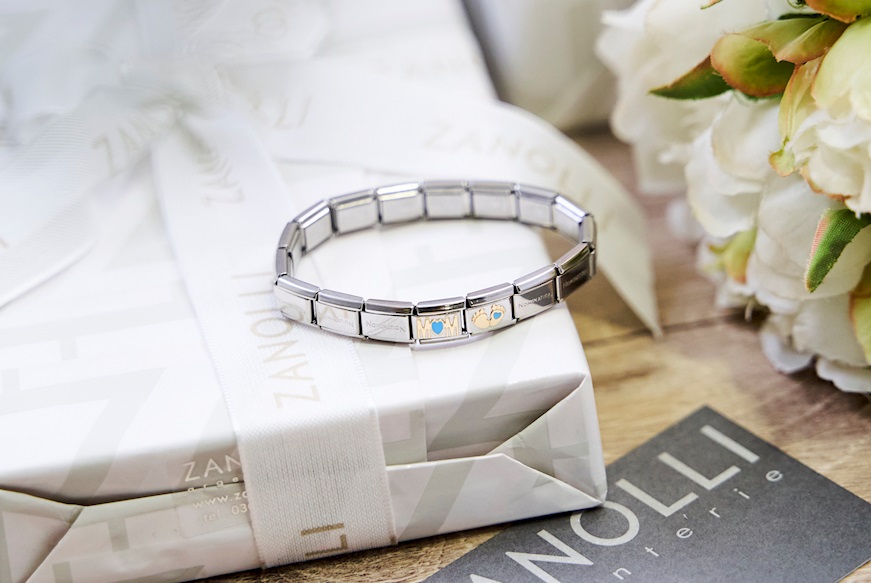 Bracelet Composable steel Mom and Baby Feet blue Nomination