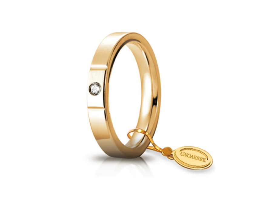 Fede Cerchio di luce oro 750‰ con diamante Unoaerre